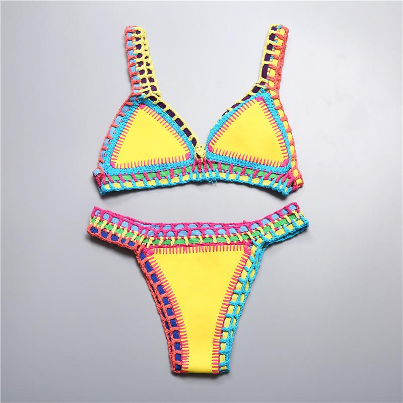 Đồ bơi nữ 2019 mới đan bikini châu Âu và Hoa Kỳ gợi cảm áo tắm chia dây đeo dây áo tắm cỡ lớn - Bikinis áo tắm đẹp 2020