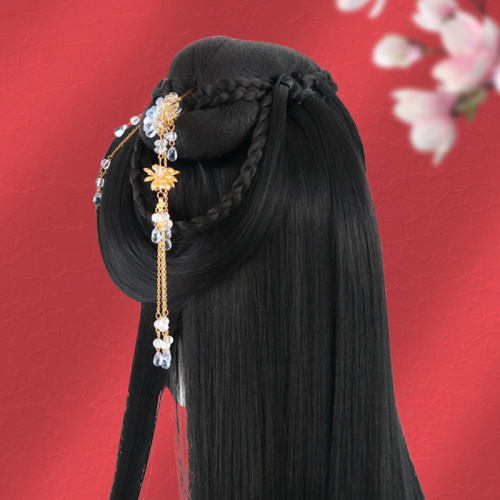 Ancient Han costume wig, fairy girl's ancient costume wig Wei Jin Ru skirt long straight hair