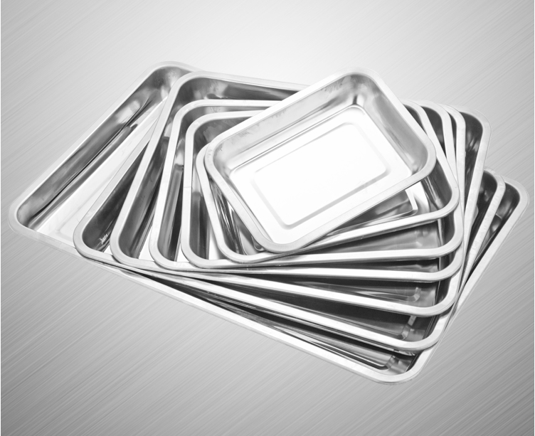 Extra thick stainless steel square plate deepening tray deepening tray rectangular plate barbecue plate rice plate dish plate grilled fish plate