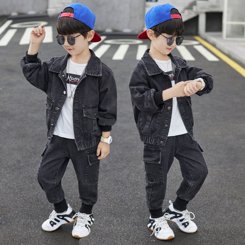 Children's suits boys' denim suits spring and autumn clothes 2022 new handsome and western style boys' casual fashionable sports clothes trend