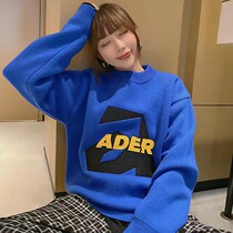 ADER error Klein Blues American Chains Korean version High Street Mens round collar needlework sweater womens winter