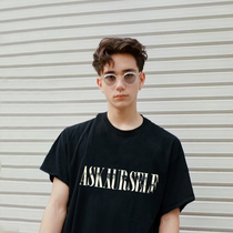 ASKYURSELF American Tide Card Little Crowdloose FOG High Street Mens Summer Pure Cotton Casual Short Sleeve T-shirt