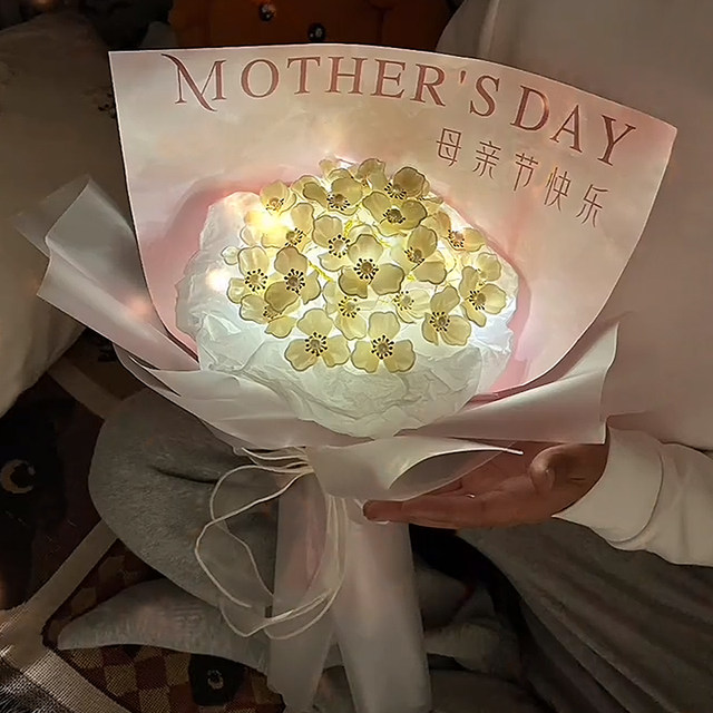 Hand-Woven DIY Magnolia Flower Bouquet Material Kit LAOSHU Artificial Flower Bouquets Mother's Day Gift for Mom