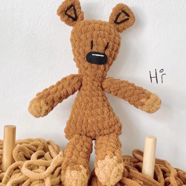 Handmade DIY Mr. Bean Teddy Bear LAOSHU DIY Material Kit Ice Thread Hand Sewing Crochet Bear Doll Gift
