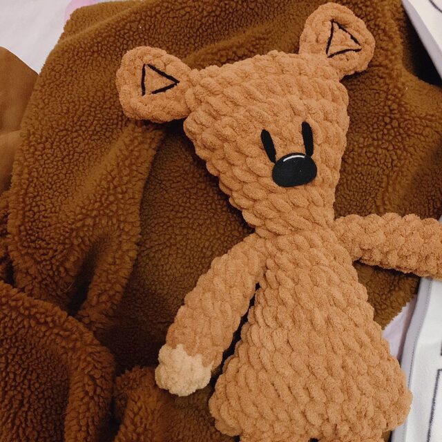 Handmade DIY Mr. Bean Teddy Bear LAOSHU DIY Material Kit Ice Thread Hand Sewing Crochet Bear Doll Gift