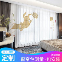 Customized new Chinese style Buddhist Zen curtain curtain cloth curtain Temple study Chinese style semi-full shading