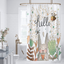Cartoon rabbit shower curtain partition curtain thickened polyester waterproof and mildew proof set bathroom bathroom Bath Curtain shower cloth