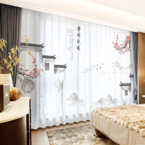 New Chinese Curtains Landscape Flowers Birds Jiangnan Emblems Building Living Room Bookroom Bedroom Window Yarn Folk Hotel Floating Windows