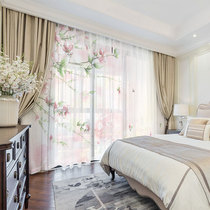Customized semi-full blackout curtain curtain fabric curtain bedroom living room window Nordic fresh simple pink peach blossom flower