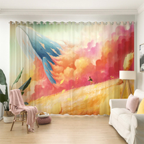 Cartoon Whale Dreamy Fairy Tale Curtains Childrens Baby Room Cozy Bedroom Window Veil Half Full Shading Early Nursery School