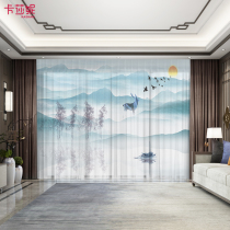 Customized Chinese style new Chinese elk partition landscape curtain bedroom living room study Hotel tea room floor curtain