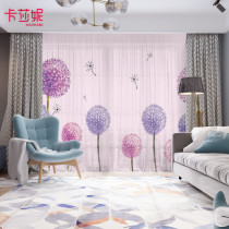 Customized fresh and simple girl semi-full blackout curtain curtain fabric curtain bedroom living room window pink flower ball hydrangea