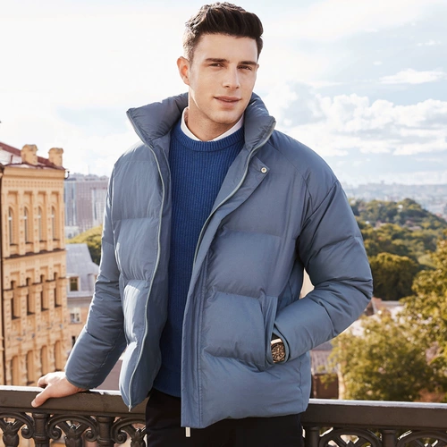 Пуховик, цветная сверхлегкая мужская куртка, в корейском стиле, высокий воротник