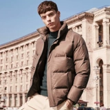 Пуховик, цветная сверхлегкая мужская куртка, в корейском стиле, высокий воротник