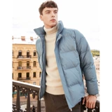 Пуховик, цветная сверхлегкая мужская куртка, в корейском стиле, высокий воротник