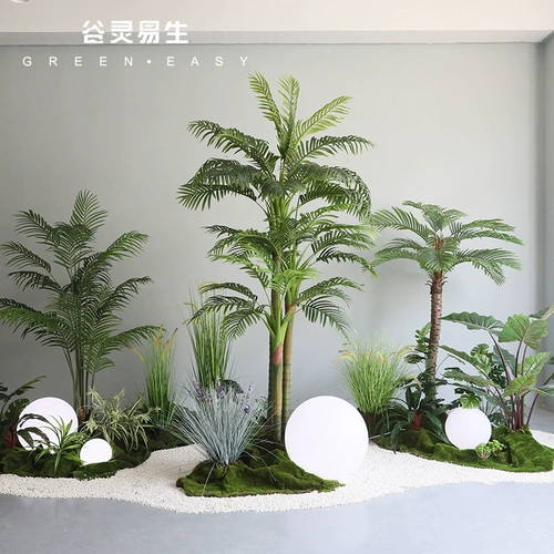 谷灵 Ишэн имитирует зеленые растения, озеленение, внутренний пейзаж, большие декоративные искусственные растения, угловая сцена, макет под лестницей