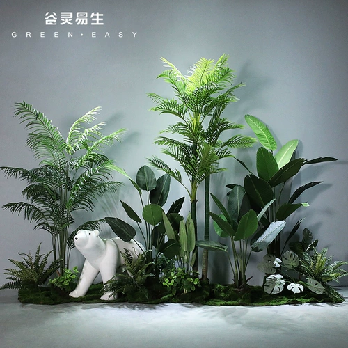 Гу Линг Исишен Моделирование зеленые растения ландшафтные ландшафтные заводы крупные санота Квай Лестница Нижняя терминальная украшение качели