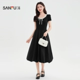 Летнее платье с коротким рукавом, кружевной приталенный черный корсет, длинная юбка, подходит для подростков