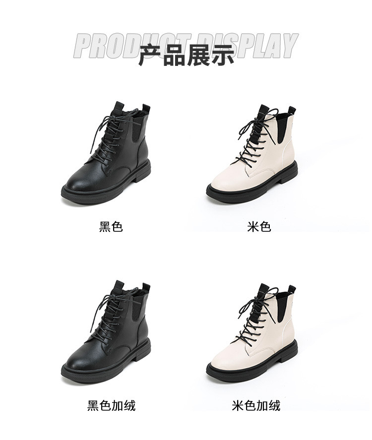 三福 女士英伦复古风 骑士短款马丁靴 有加绒款 图6