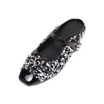 Sanfu Slippers Womens Summer Tomato Girls Sequin Stitched Baotou Single Shoes Commuting Casual Womens Shoes 831079
