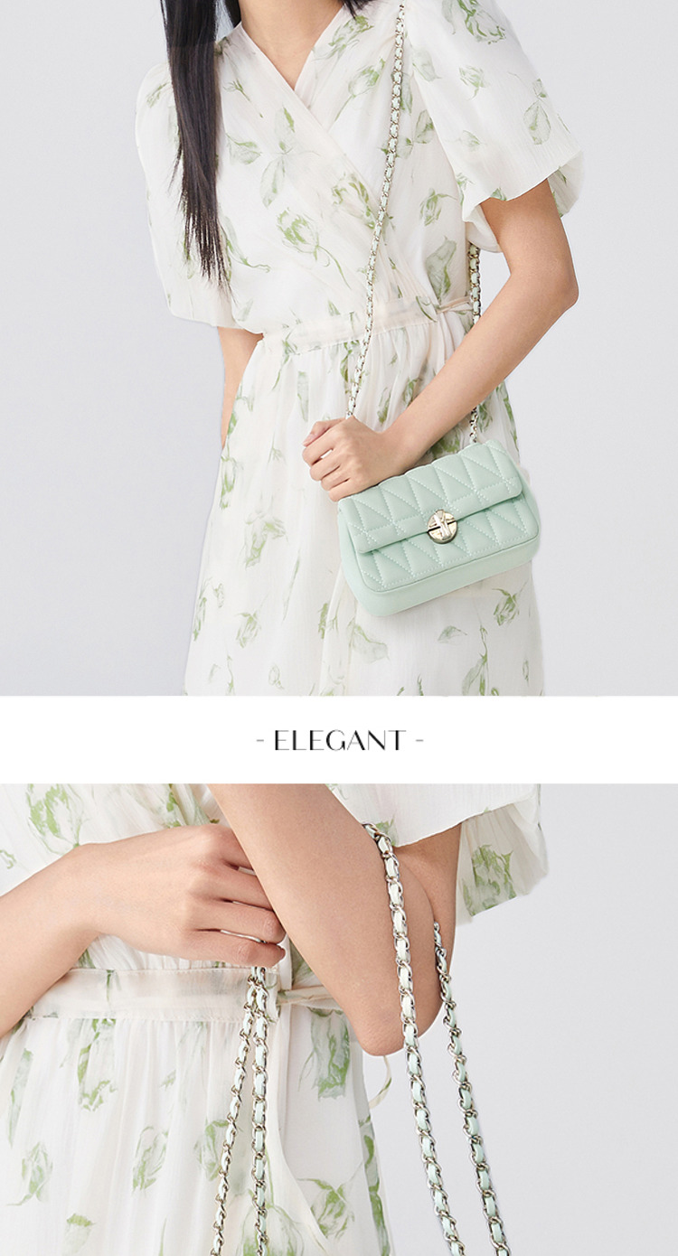 三福单肩链条包女2023新款斜挎包小包包通勤菱格休闲腋下包457539