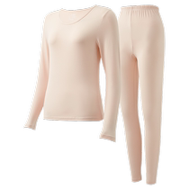 Sanfu Womens Autumn Peach Velvet Round Neck Underwear Set Homey Style Slim Fit Tops and Pants Women 833448