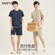 Sanfu Men's 2024 Summer New Contrast Color Pajamas Set Comfortable Home Loose Antibacterial Home Clothing Men's Style