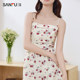 Sanfu Dress 2024 Summer Gentle Floral Suspender Waist ກະແຈກກະຈາຍ Skirt ຍາວຂອງແມ່ຍິງ 483586