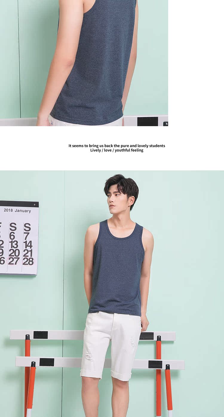 Sanfu 2018 hè nam mới đơn giản vest mỏng thể thao màu áo cotton phía nam 385715 ao ba lo nam
