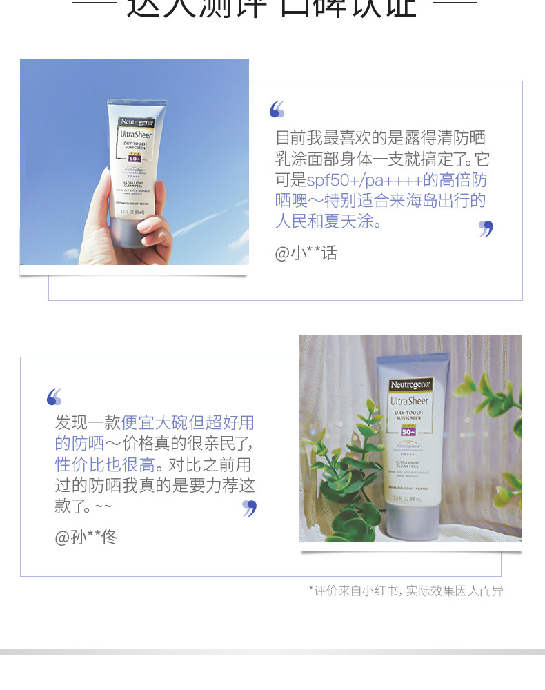 美国强生旗下 露得清 轻透防晒乳 SPF50+ 88ml 图7