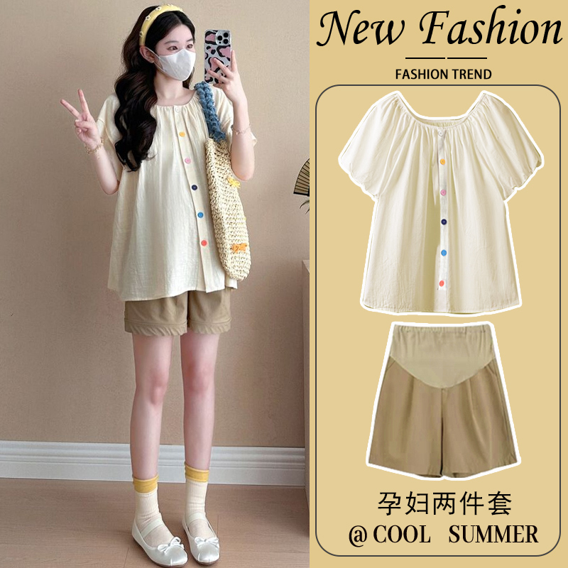 Summer Outfit: Thin Top That Covers the Belly, Youthful and Sweet, Loose Babydoll Shirt, Suitable for Pregnant Women and Petite Sizes