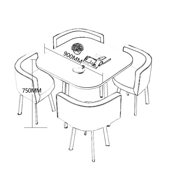 심플 가구 피로연 회의 교섭 테이블과 의자 오피스 캐주얼 멋쟁이 정방형 독서 필기구 테이블 1개와 의자 4개