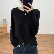 Pituality Long sleeves Black T-shirt woman 2022 new 100 hitch undershirt Fashion foreign air Nets Compassionate Jacket Tide