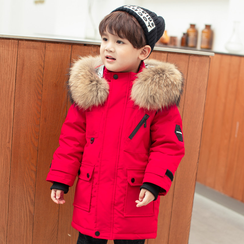 Barabala kids down jacket boys medium long type small children 2021 new baby thick boys children's wear