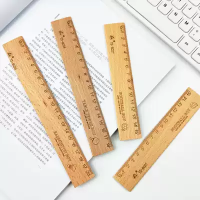 Simple retro wooden grid ruler Measurement drawing exam ruler Wooden ruler creative student stationery wholesale