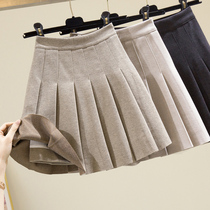 Counter 2021 autumn and winter Korean version of high waist pleated hairy skirt a thick chic skirt woolen skirt children