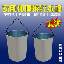 Iron bucket household pick-up water galvanized white leather bucket size old-fashioned thickened metal flower straight oil barrel drilling well