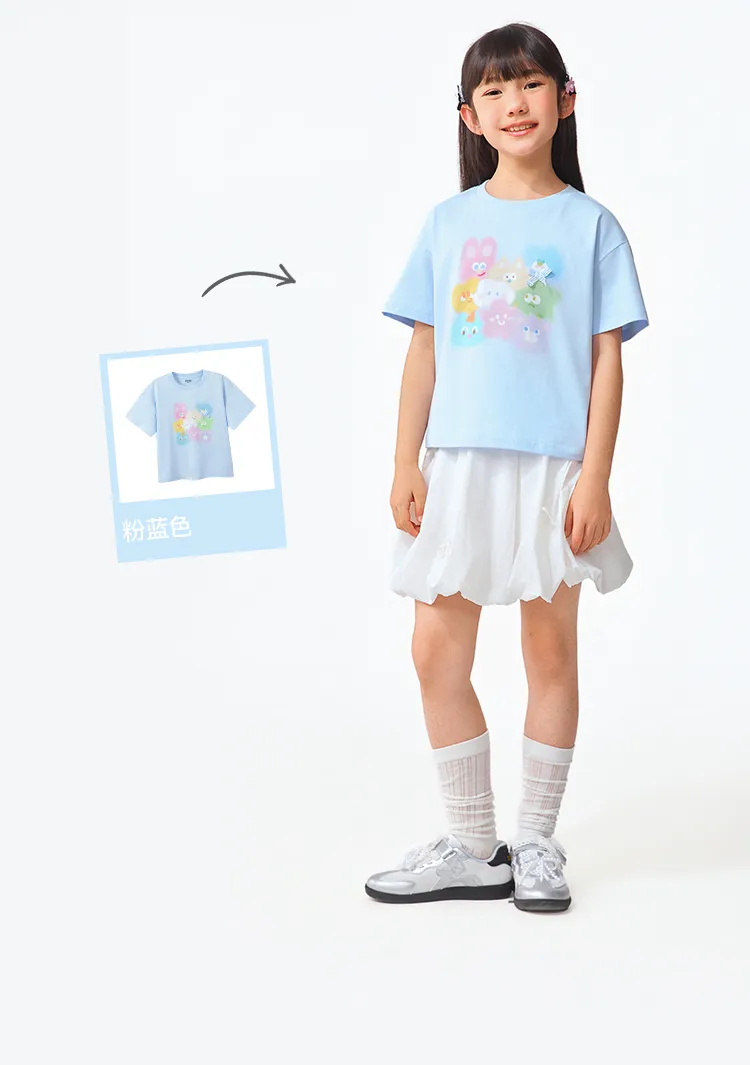 森马儿童短袖T恤2025夏季新款舒适宽松印花女童装设计感上衣小众 — 28
