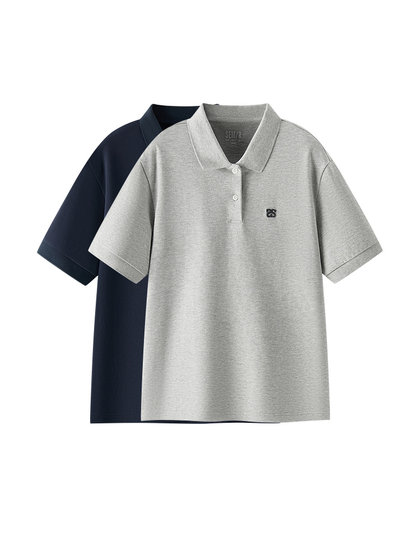 [商场同款]森马POLO衫女宽松潮流简约2025夏季新款刺绣套头衫百搭