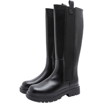 Semir Knight Boots Womens Shoes Spring and Autumn Trend Zipper Chelsea Stretch Boots Retro Long Boots Martin Boots Women