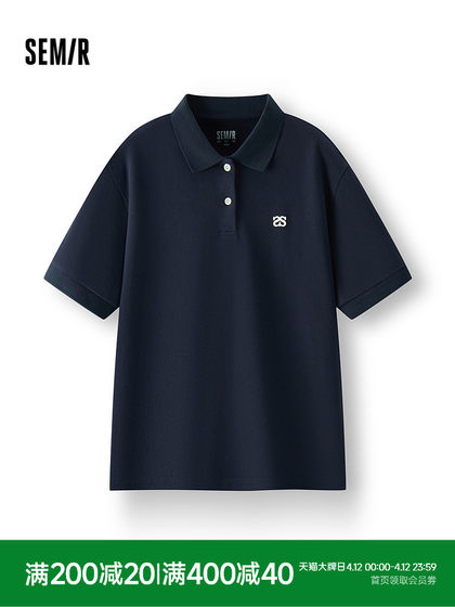 [商场同款]森马POLO衫女宽松潮流简约2025夏季新款刺绣套头衫百搭