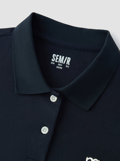 [商场同款]森马POLO衫女宽松潮流简约2025夏季新款刺绣套头衫百搭