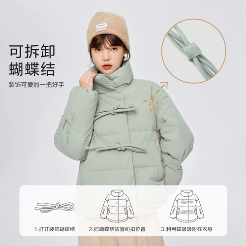 Semir, пуховик с бантиком, зимняя милая короткая утепленная куртка, 2023, свободный крой