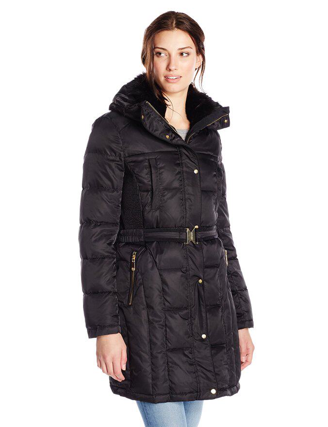Vince Camuto women's mid-length hooded waterproof down jacket J8601 U.S. direct mail