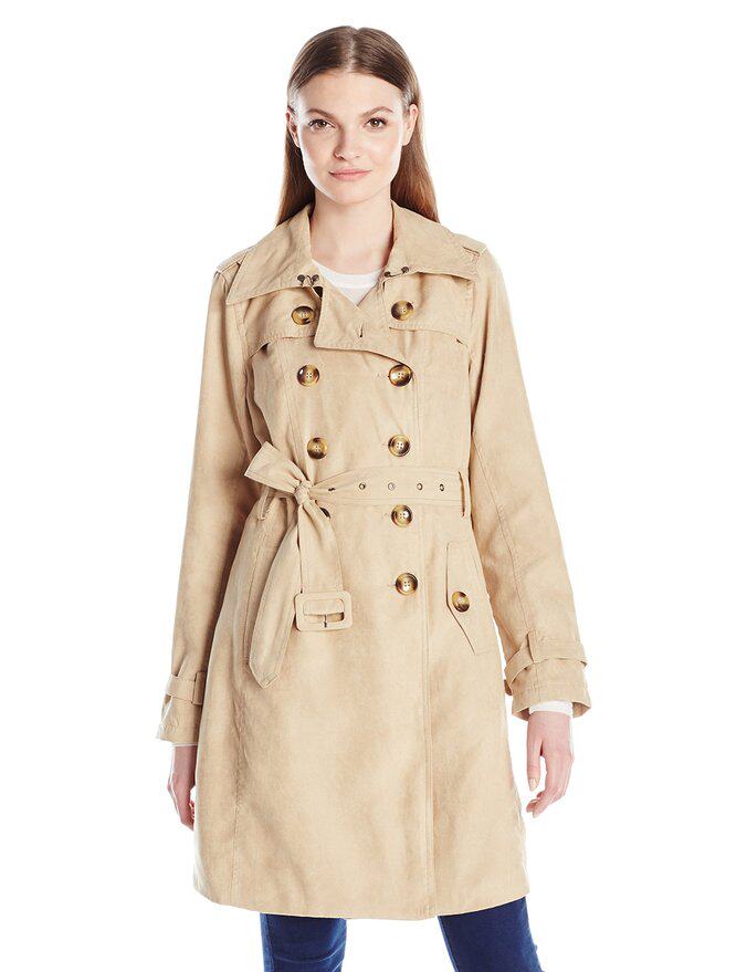 Ms. Steve Madden Middle - long coat double - row belt SM21 US direct mail