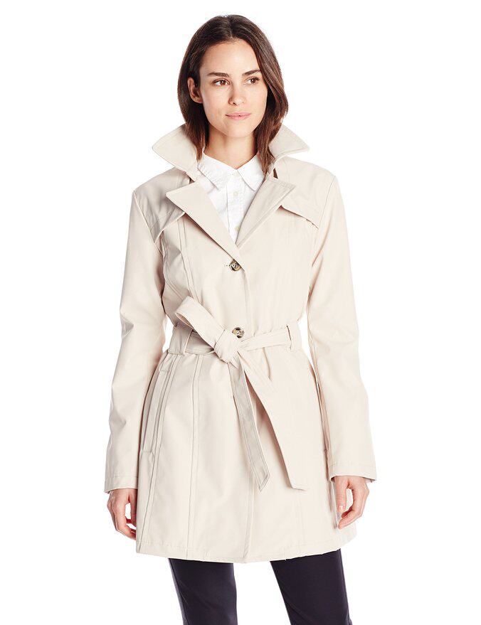 Larry Levine women's mid-length trench coat single-breasted belt LA1158 US direct mail