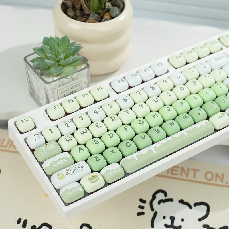 Wandering Cat Yg108 Mechanical Keyboard Customized Wired Hot-Swappable for Girls Office Gaming Silent Mahjong Sound