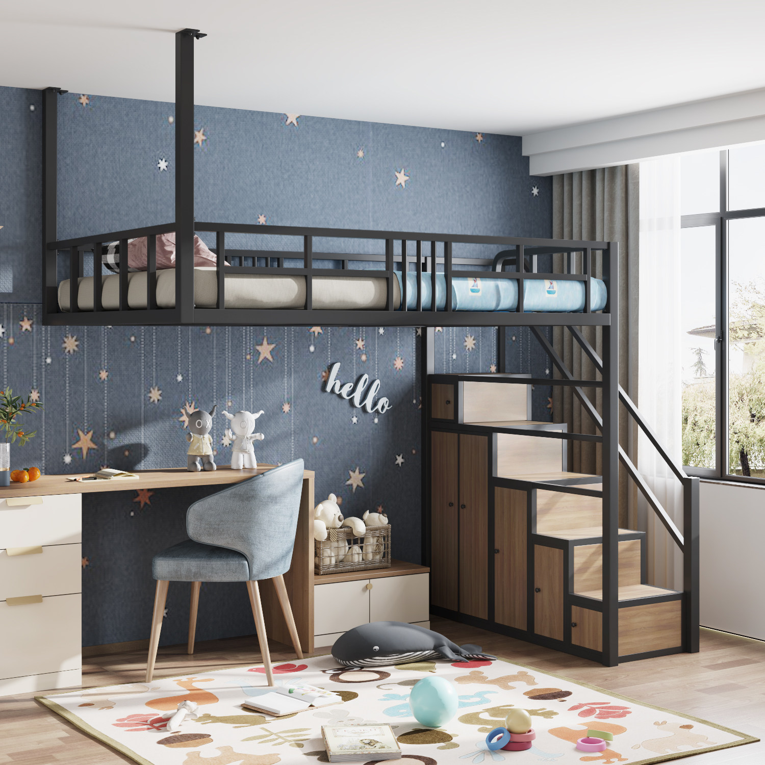 Loft Multi-functional Hampoo Hampoo Apartment Elevated Bed Bed Bed Student Dormitory Cabinet Bed