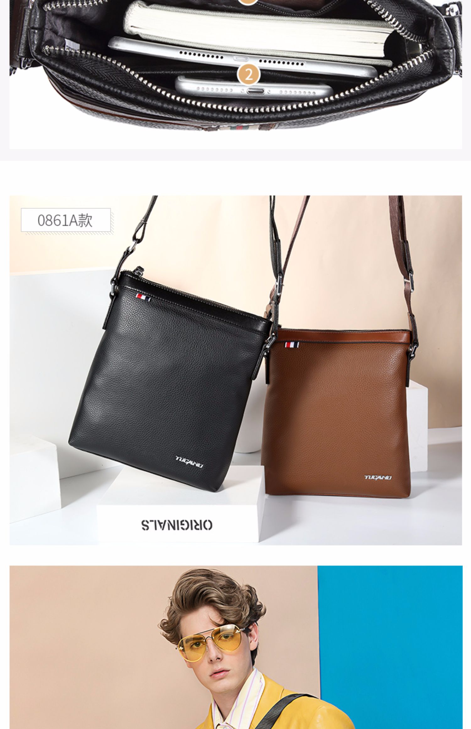 Woodpecker Túi nam Vai Túi Messenger Kinh doanh Túi xách nam mới Casual Túi đeo vai thanh niên Thời trang Ba lô dọc - Túi của con người túi christian dior