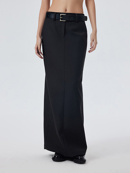 微胖女生穿搭大码后开叉半身裙女胖妹妹高腰mm显瘦a字西装拖地裙